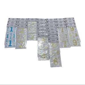 Amscan Decals Numbers lot of 26 Glitter 2 Sheets each #1 #2 #4 #6 #7 #9 new